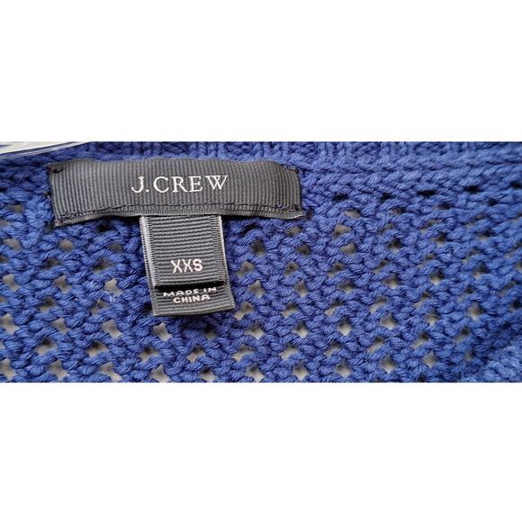 J Crew Open Knit 100% Cotton Navy Blue Preppy Nautical Summer Sweater XXS - Picture 3 of 11